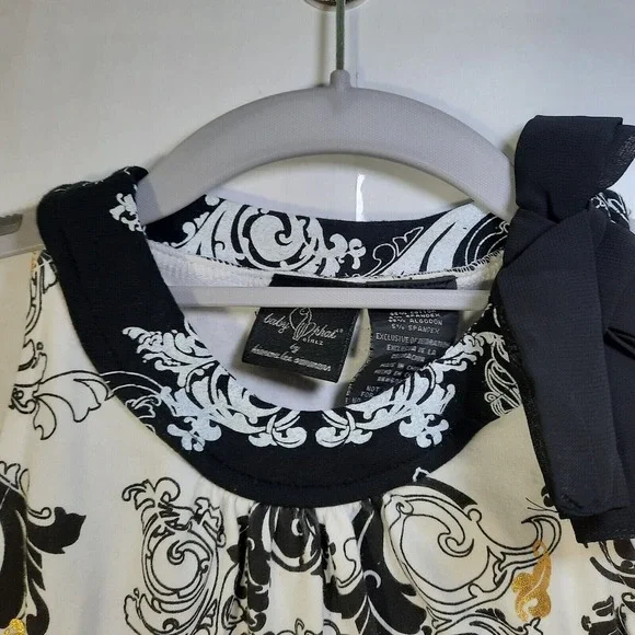 Y2K‎ Baby Phat Girl Dress 5 6 White Embroidered Ruffle Bow Gold Cat Logo Cottage - Picture 5 of 13